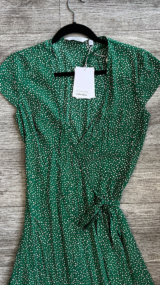 & Other stories UK6 Green Spotted Wrap Over Dress