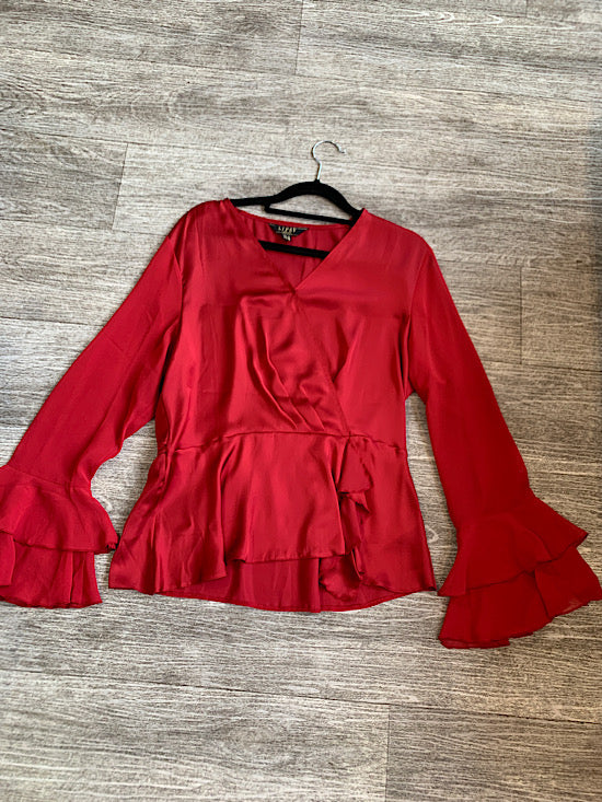 Lipsy Red Wrap Over Blouse UK14