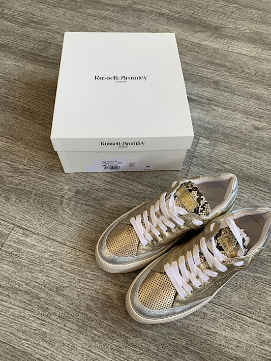 Russell & Bromley Metallic Gold & Silver Trainers UK5