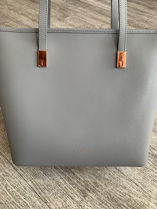 Ted Baker Grey And Rose Gold Tote Bag With Zip Fastening