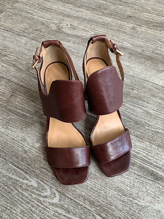Banana Republic Brown Leather Block Heel Sandals UK5