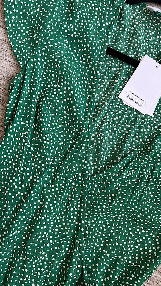 & Other stories UK6 Green Spotted Wrap Over Dress