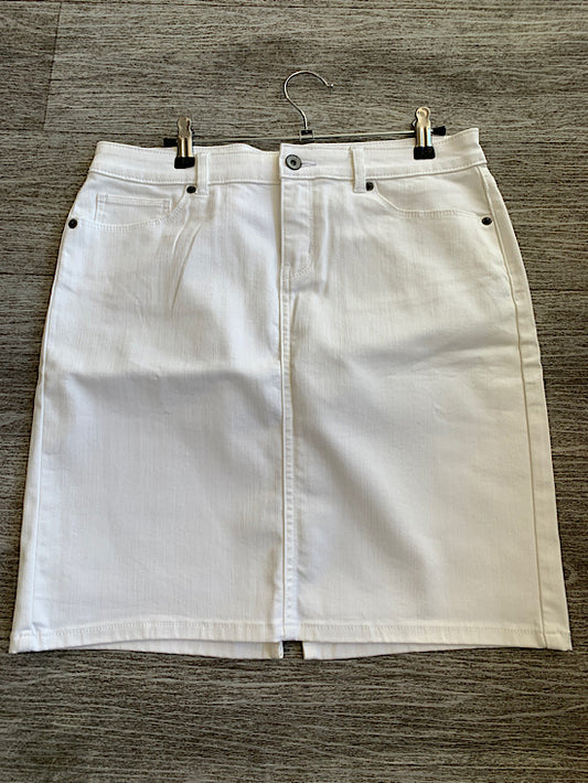 Landsend White Denim Midi Skirt UK12