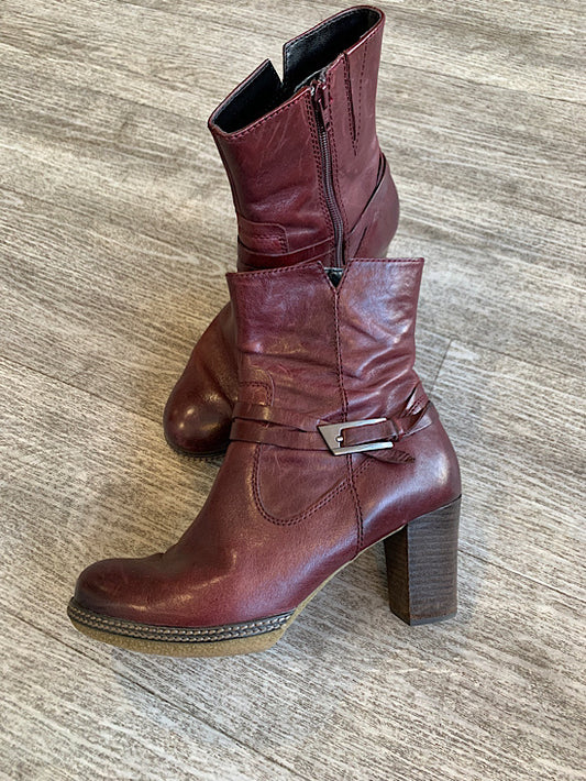 Gabor Rustic Burgundy Ankle Boots UK5.5