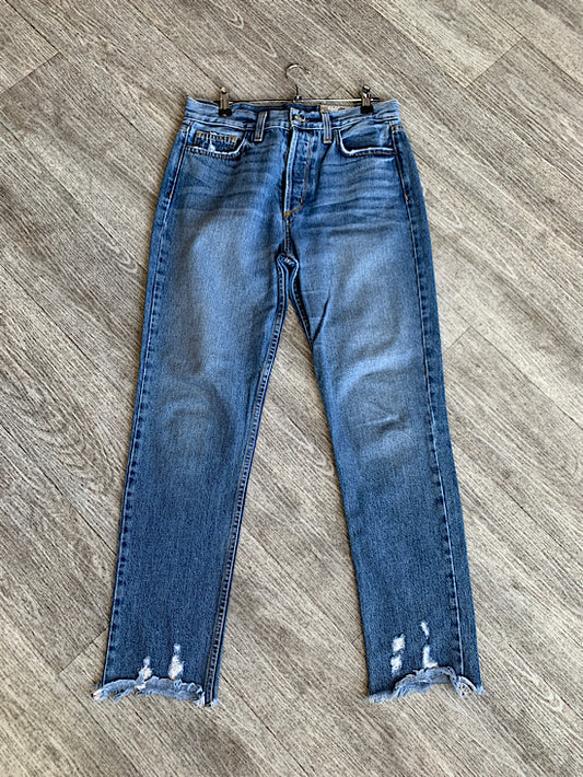 SIWY Blue Wash Denim Frayed Hem Jeans UK10-12
