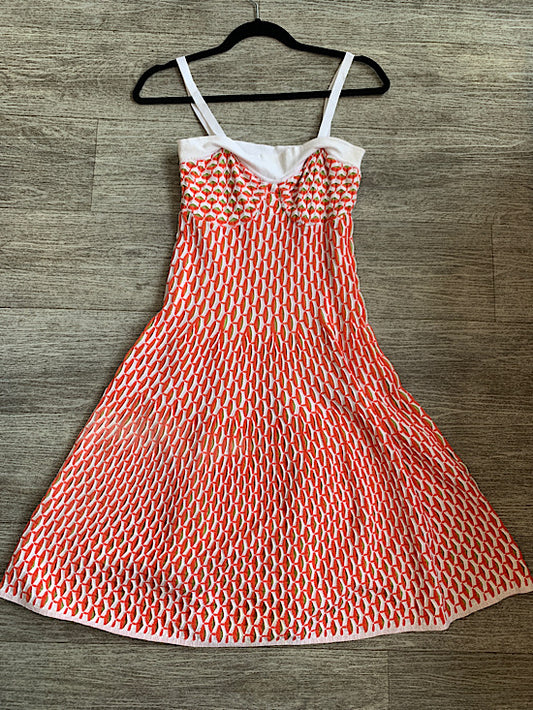 Missoni Red, White, & Green Cut Out Detail Fit & Flare Strappy Dress UK12