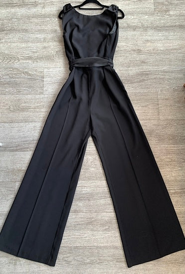 Laura Ashley Black Tie Waist Bow Detail Jumpsuit UK14