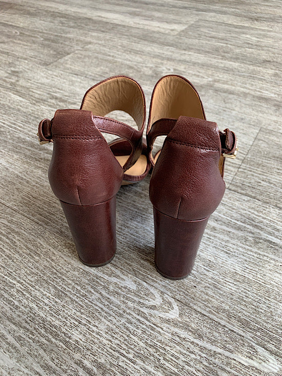Banana Republic Brown Leather Block Heel Sandals UK5
