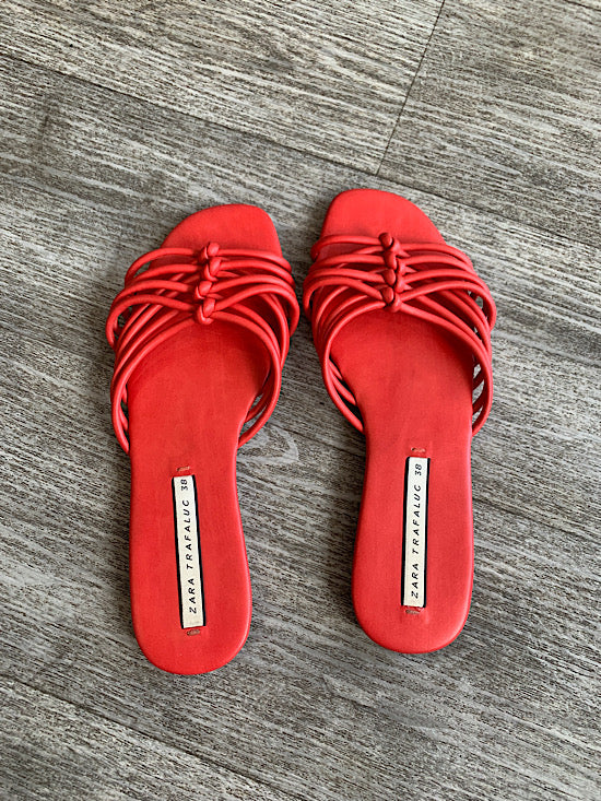 Zara Red Spaghetti Strap Sandals UK5