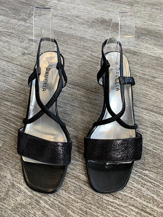 Davella Black Shimmer Elastic Strap Sandals UK5