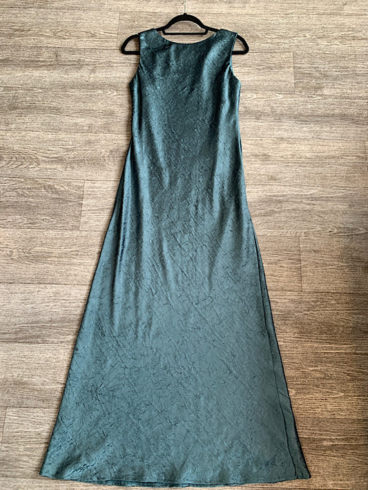 Monsoon Turquoise Crushed Satin Evening Gown UK12