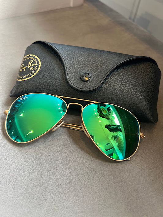 Ray Ban Aviator Flash Lenses Green Sunglasses