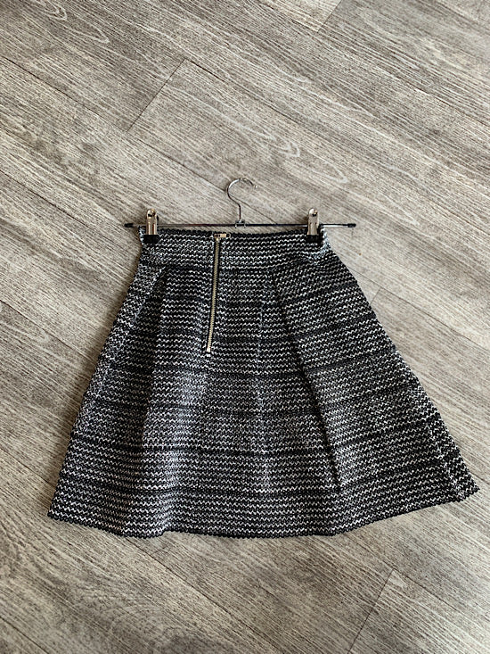 Inalna Black & Silver Sparkle Pleated Skirt UK 4-6 XS