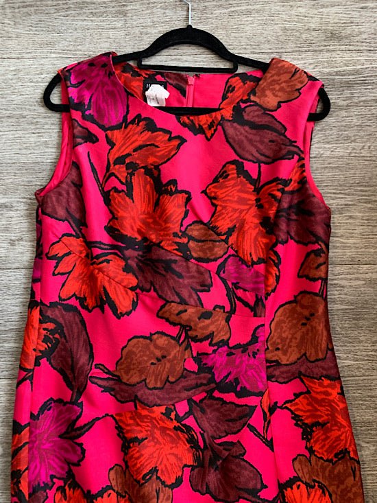 Hobbs Pink Leaf Print Shift Dress UK16