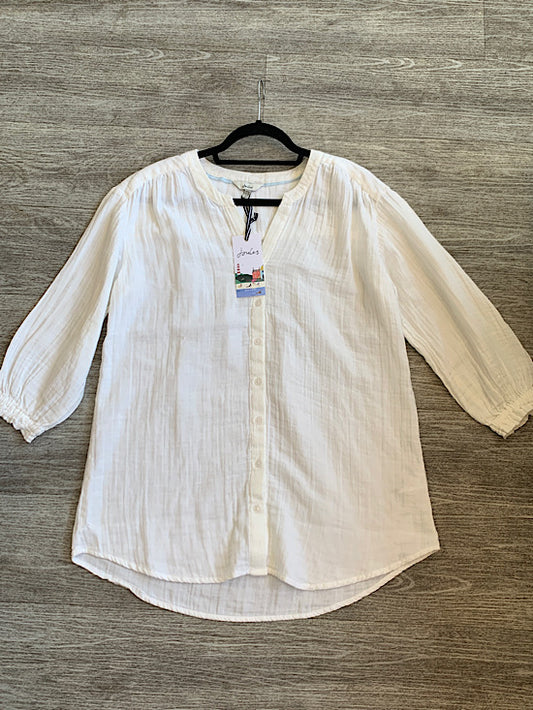 Joules White Linen Look Quilted Shirt UK12