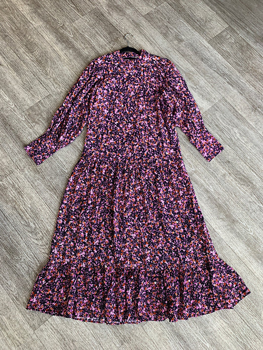 TopShop Purple Floral Print Long Sleeve Maxi Dress UK8