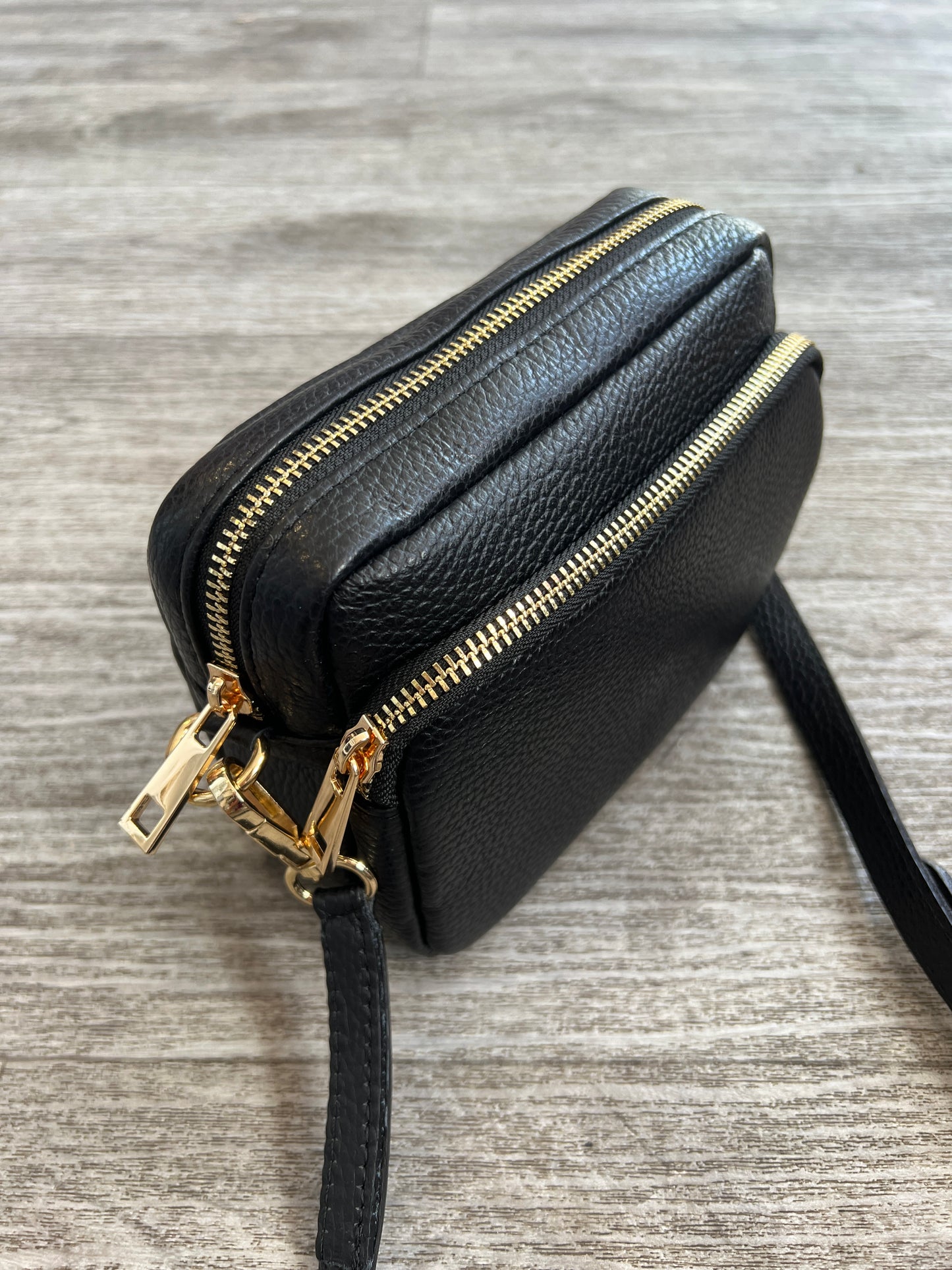 Small Leather Double Zip Bag